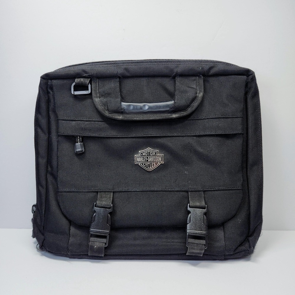 Harley-Davidson Black 16" Nylon Business Case Soft Laptop Travel Brief Bag Men